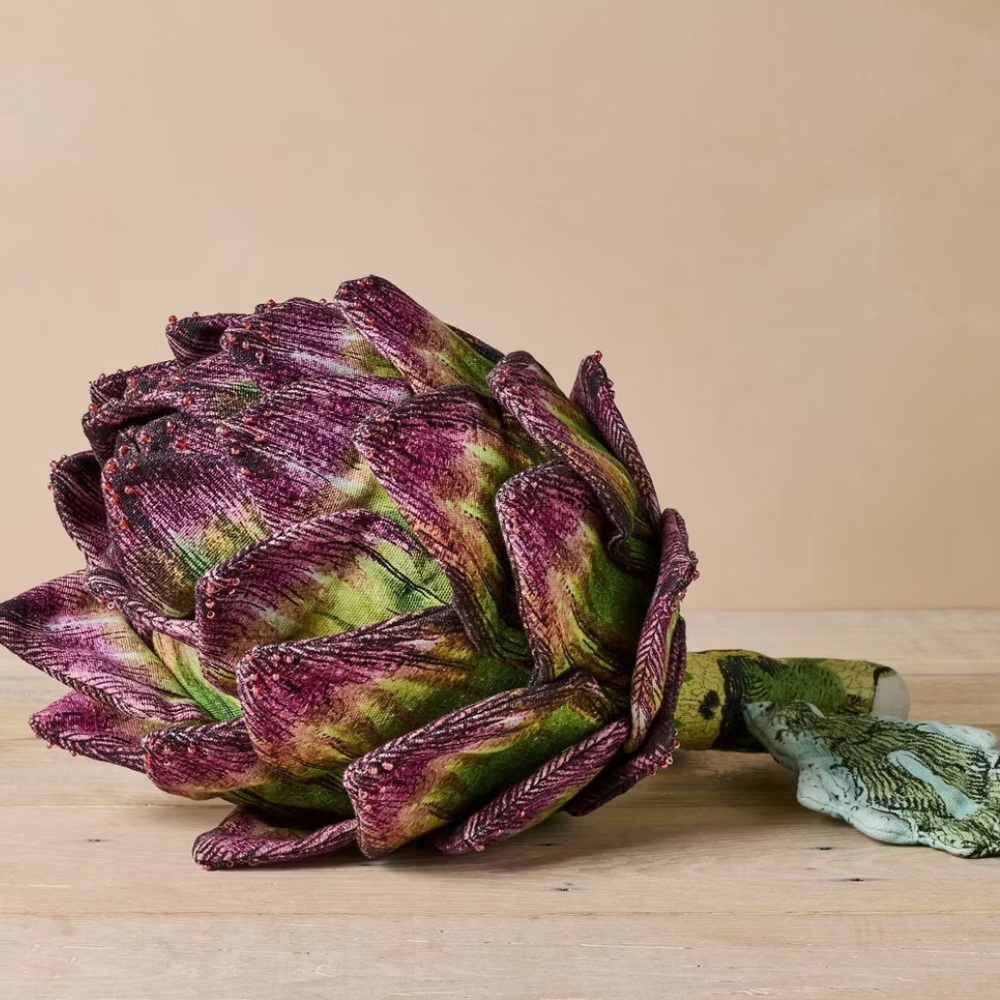 Artichoke Accent Pillow in Purple and Green